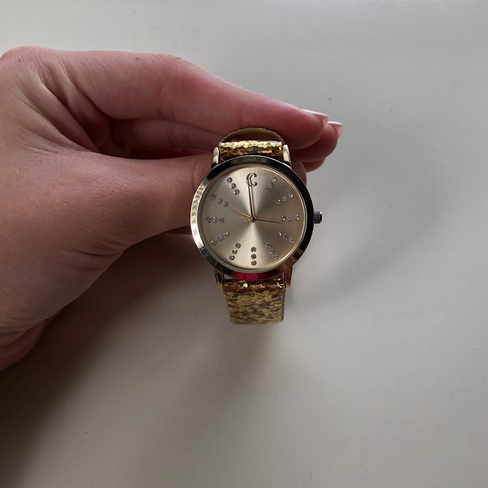 Charming Charlie Gold Glitter Watch